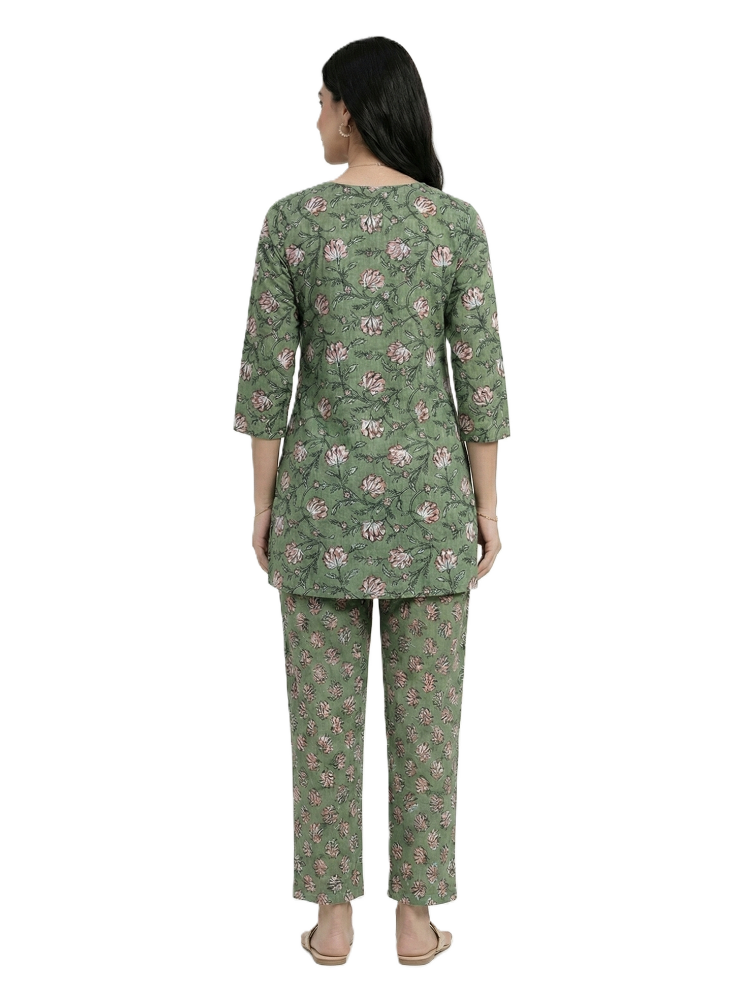 Green & Pink Floral Print Co-ord Set