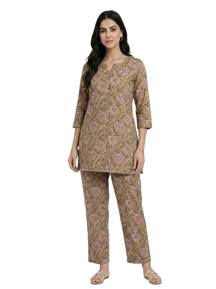 Musterd & Brown Floral Print Co-ord Set