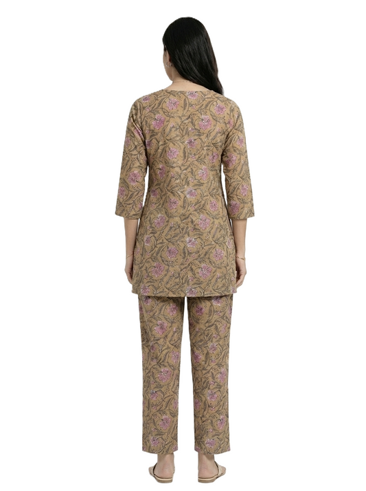 Musterd & Brown Floral Print Co-ord Set