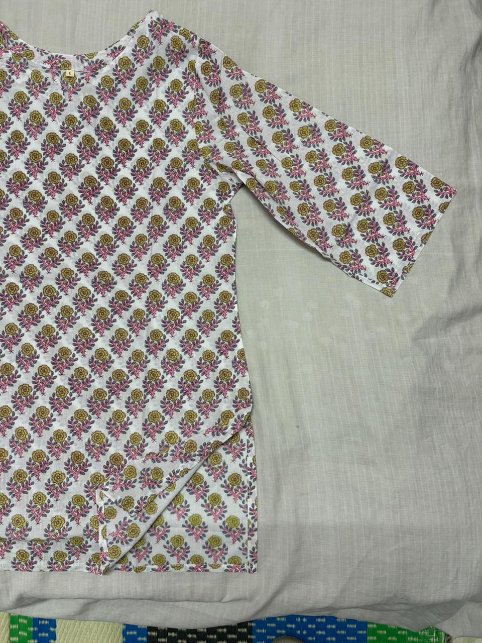 White and Mustard Yellow Floral Print Co-ord Set