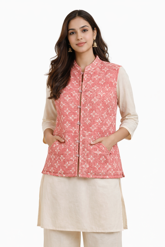 Reversible Half Sleeve Quilted Cotton Jacket
